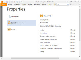Showing the security settings in Foxit Reader